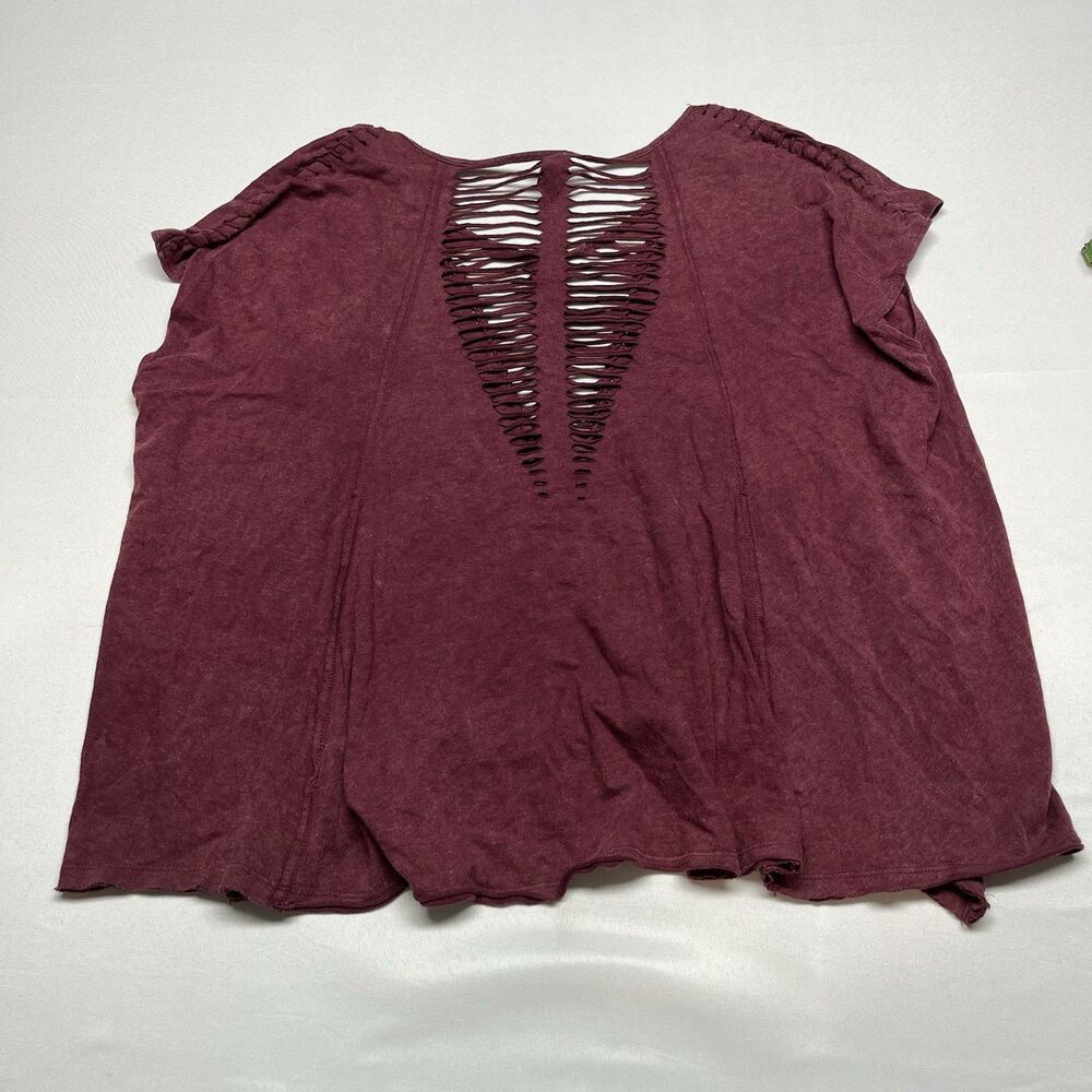 We The Free Cut Out Ripped Distressed Oversize Boho T-Shirt - Picture 7 of 7